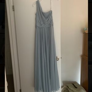 David’s Bridal dusty blue bridesmaid dress
